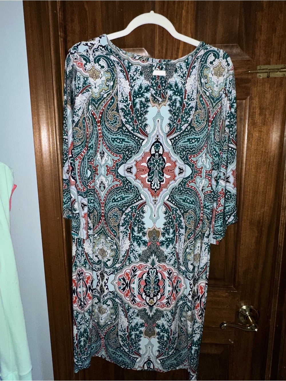 Chico's Paisley Tunic in Teal, Coral & Cream